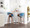Curvini 30" Mid-Century Modern Fixed Height Barstool with Swivel in Walnut Wood and Blue Fabric- Set of 2 — lifestyle photo 2