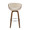 Curvini 30" Mid-Century Modern Fixed Height Barstool with Swivel in Walnut Wood and Cream Fabric- Set of 2 — back view