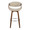 Curvini 30" Mid-Century Modern Fixed Height Barstool with Swivel in Walnut Wood and Cream Fabric- Set of 2 — front view