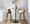 Curvini 30" Mid-Century Modern Fixed Height Barstool with Swivel in Walnut Wood and Cream Fabric- Set of 2 — lifestyle photo 2