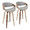Curvini 30" Mid-Century Modern Fixed Height Barstool with Swivel in Walnut Wood and Grey Fabric- Set of 2 — pair view