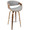 Curvini 30" Mid-Century Modern Fixed Height Barstool with Swivel in Walnut Wood and Grey Fabric- Set of 2 — product view
