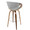 Curvini 30" Mid-Century Modern Fixed Height Barstool with Swivel in Walnut Wood and Grey Fabric- Set of 2 — rear three-quarter view