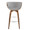Curvini 30" Mid-Century Modern Fixed Height Barstool with Swivel in Walnut Wood and Grey Fabric- Set of 2 — back view