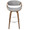 Curvini 30" Mid-Century Modern Fixed Height Barstool with Swivel in Walnut Wood and Grey Fabric- Set of 2 — front view