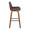 Corazza bar stool in Walnut Wood, Charcoal Fabric, Black Metal, side view, featuring swivel and wood frame