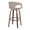 Curva 30" Mid-Century Modern Fixed-Height Barstool with Swivel in Walnut Wood and Light Grey Faux Leather with Round Black Metal Footrest- Set of 2 — rear three-quarter view