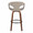 Curva 30" Mid-Century Modern Fixed-Height Barstool with Swivel in Walnut Wood and Light Grey Faux Leather with Round Black Metal Footrest- Set of 2 — back view