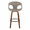 Curva 30" Mid-Century Modern Fixed-Height Barstool with Swivel in Walnut Wood and Light Grey Faux Leather with Round Black Metal Footrest- Set of 2 — front view
