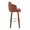 Dahlia 30" Contemporary Fixed-Height Barstool in Walnut Wood and Camel Faux Leather with Round Chrome Footrest- Set of 2 — side view