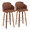 Dahlia 30" Contemporary Fixed-Height Barstool in Walnut Wood and Camel Faux Leather with Round Chrome Footrest- Set of 2 — pair view