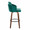 Dahlia 30" Contemporary Fixed-Height Barstool in Walnut Wood and Green Velvet with Gold Metal Accent and Round Black Footrest- Set of 2 — side view