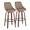 Diana bar stool in Walnut Wood, Brown PU, Black Metal, coordinated set view, featuring swivel and wood frame