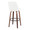 Diana 30" Contemporary Fixed-Height Barstool with Swivel in Walnut Wood and White Faux Leather with Round Black Metal Footrest- Set of 2 — rear three-quarter view