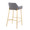 Daniella Contemporary/Glam Fixed-Height Bar Stool in Gold Metal and Grey Faux Leather- Set of 2 — rear three-quarter view