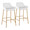 Daniella bar stool in Gold Metal, White PU, coordinated set view, featuring faux leather design and leather design