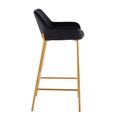 Daniella bar stool in Gold Metal, Black Velvet, side view, featuring velvet design