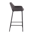 Daniella bar stool in Black Metal, Charcoal Fabric, side view, featuring fabric design