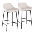 Daniella Industrial Fixed-Height Bar Stool in Black Metal and Cream Fabric- Set of 2 — pair view