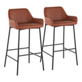 Daniella Industrial Fixed-Height Bar Stool in Black Metal and Camel Faux Leather- Set of 2 — pair view