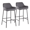 Daniella Industrial Fixed-Height Bar Stool in Black Metal and Grey Faux Leather- Set of 2 — pair view