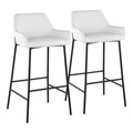 Daniella Industrial Fixed-Height Bar Stool in Black Metal and White Faux Leather- Set of 2 — pair view