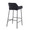 Daniella Industrial Fixed-Height Bar Stool in Black Metal and Black Velvet- Set of 2 — rear three-quarter view