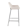 Daniella bar stool in Chrome Metal, Cream Fabric, side view, featuring fabric design