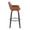 Daniella 30" Contemporary Fixed-Height Barstool with Swivel in Walnut Glazed Wood and Camel Faux Leather with Round Black Metal Footrest- Set of 2 — side view