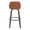 Daniella 30" Contemporary Fixed-Height Barstool with Swivel in Walnut Glazed Wood and Camel Faux Leather with Round Black Metal Footrest- Set of 2 — back view