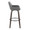 Daniella 30" Contemporary Fixed-Height Barstool with Swivel in Walnut Glazed Wood and Grey Faux Leather with Round Black Metal Footrest- Set of 2 — side view
