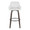 Daniella 30" Contemporary Fixed-Height Barstool with Swivel in Walnut Glazed Wood and White Faux Leather with Round Black Metal Footrest- Set of 2 — front view