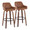 Daniella 30" Contemporary Fixed-Height Barstool with Swivel in Walnut Wood and Camel Faux Leather with Round Black Metal Footrest- Set of 2 — pair view