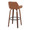 Daniella 30" Contemporary Fixed-Height Barstool with Swivel in Walnut Wood and Camel Faux Leather with Round Black Metal Footrest- Set of 2 — rear three-quarter view