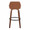 Daniella 30" Contemporary Fixed-Height Barstool with Swivel in Walnut Wood and Camel Faux Leather with Round Black Metal Footrest- Set of 2 — back view