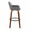 Daniella 30" Contemporary Fixed-Height Barstool with Swivel in Walnut Wood and Grey Faux Leather with Round Black Metal Footrest- Set of 2 — side view