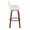 Daniella 30" Contemporary Fixed-Height Barstool with Swivel in Walnut Wood and White Faux Leather with Round Black Metal Footrest- Set of 2 — side view