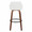 Daniella 30" Contemporary Fixed-Height Barstool with Swivel in Walnut Wood and White Faux Leather with Round Black Metal Footrest- Set of 2 — back view