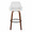 Daniella 30" Contemporary Fixed-Height Barstool with Swivel in Walnut Wood and White Faux Leather with Round Black Metal Footrest- Set of 2 — front view