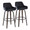 Daniella 30" Contemporary Fixed-Height Barstool with Swivel in Walnut Glazed Wood and Black Velvet with Round Black Metal Footrest- Set of 2 — pair view
