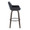 Daniella 30" Contemporary Fixed-Height Barstool with Swivel in Walnut Glazed Wood and Black Velvet with Round Black Metal Footrest- Set of 2 — side view