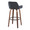 Daniella 30" Contemporary Fixed-Height Barstool with Swivel in Walnut Wood and Black Velvet with Round Black Metal Footrest- Set of 2 — rear three-quarter view
