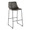 Duke bar stool in Black Metal, Grey PU, product view, featuring metal footrest