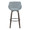 Fabrico 30" Mid-Century Modern Fixed-Height Barstool with Swivel in Walnut Glazed Wood and Blue Noise Fabric with Round Black Metal Footrest- Set of 2 — back view