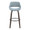 Fabrico 30" Mid-Century Modern Fixed-Height Barstool with Swivel in Walnut Glazed Wood and Blue Noise Fabric with Round Black Metal Footrest- Set of 2 — front view