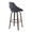 Fabrico 30" Mid-Century Modern Fixed-Height Barstool with Swivel in Walnut Glazed Wood and Charcoal Fabric with Round Black Metal Footrest- Set of 2 — rear three-quarter view