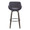 Fabrico 30" Mid-Century Modern Fixed-Height Barstool with Swivel in Walnut Glazed Wood and Charcoal Fabric with Round Black Metal Footrest- Set of 2 — back view