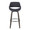 Fabrico 30" Mid-Century Modern Fixed-Height Barstool with Swivel in Walnut Glazed Wood and Charcoal Fabric with Round Black Metal Footrest- Set of 2 — front view