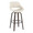 Fabrico 30" Mid-Century Modern Fixed-Height Barstool with Swivel in Walnut Glazed Wood and Cream Noise Fabric with Round Black Metal Footrest- Set of 2 — product view
