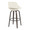 Fabrico 30" Mid-Century Modern Fixed-Height Barstool with Swivel in Walnut Glazed Wood and Cream Noise Fabric with Round Black Metal Footrest- Set of 2 — rear three-quarter view